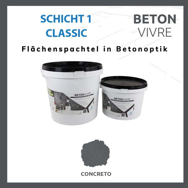 1K Flächenspachtel in Betonoptik - SCHICHT 1 - BETON VIVRE - Classic Line 5,4 kg CONCRETO