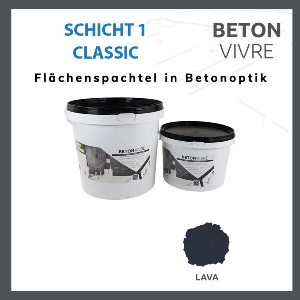 1K Flächenspachtel in Betonoptik - SCHICHT 1 - BETON VIVRE - Classic Line 5,4 kg LAVA