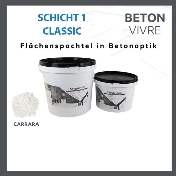 1K Flächenspachtel in Betonoptik - SCHICHT 1 - BETON VIVRE - Classic Line 5,4 kg CARRARA