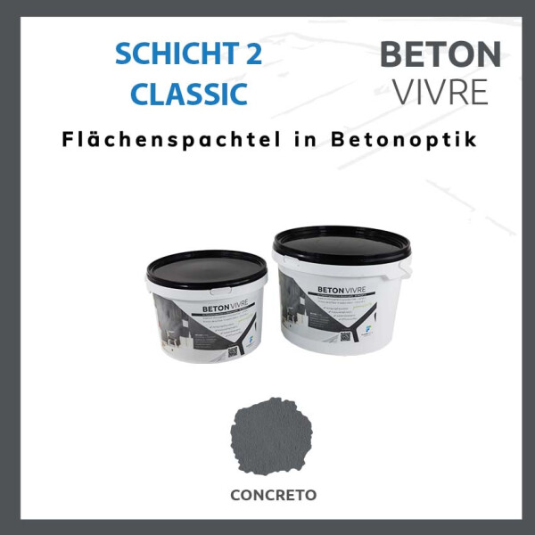 1K Flächenspachtel in Betonoptik - SCHICHT 2 - BETON VIVRE - Classic Line 4,08 kg CONCRETO