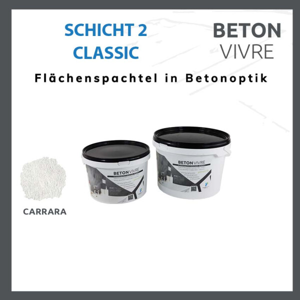 1K Flächenspachtel in Betonoptik - SCHICHT 2 - BETON VIVRE - Classic Line 4,08 kg CARRARA