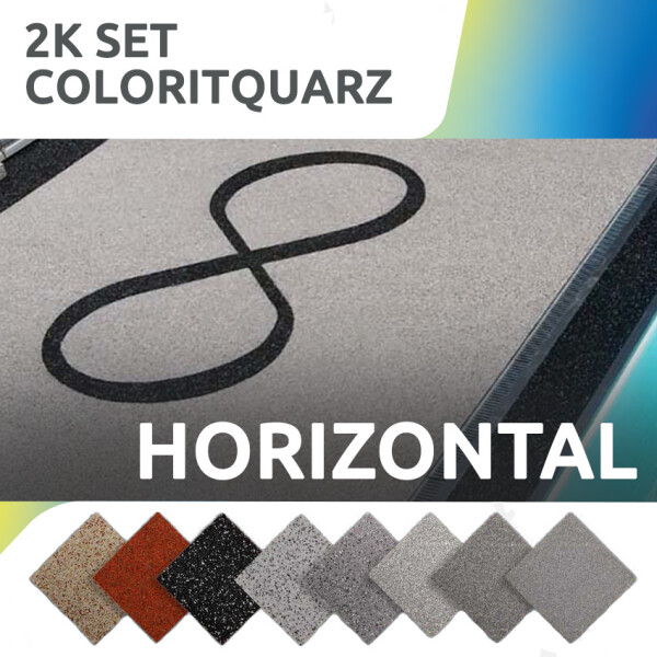 FLOORRESIN Steinteppich Komplett-Set - INDOOR & OUTDOOR versiegelt - 2K und Coloritquarz