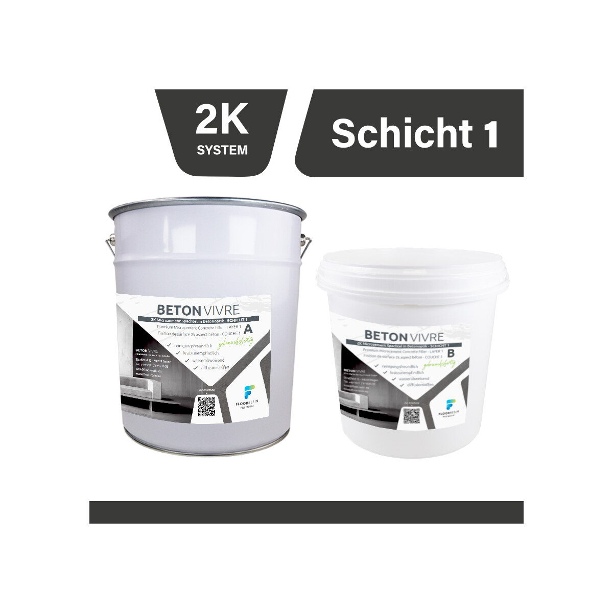 2K Microzement Spachtel in Betonoptik - SCHICHT 1 - BETON VI