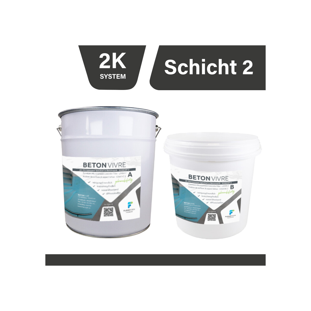 2K Microzement Spachtel in Betonoptik -  box