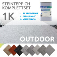 FLOORRESIN Steinteppich Komplett-Set - OUTDOOR - 1K und Coloritquarz