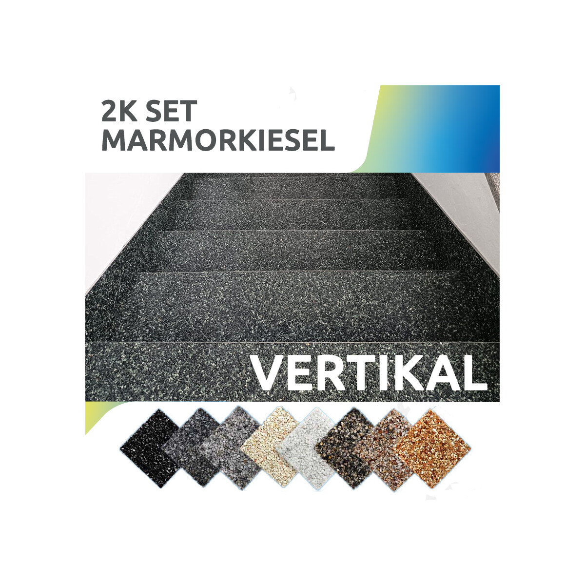 FLOORRESIN Steinteppich Komplett-Set - VERTIKAL - 2K und Mar