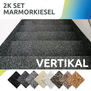 FLOORRESIN Steinteppich Komplett-Set - VERTIKAL - 2K und Marmorkiesel
